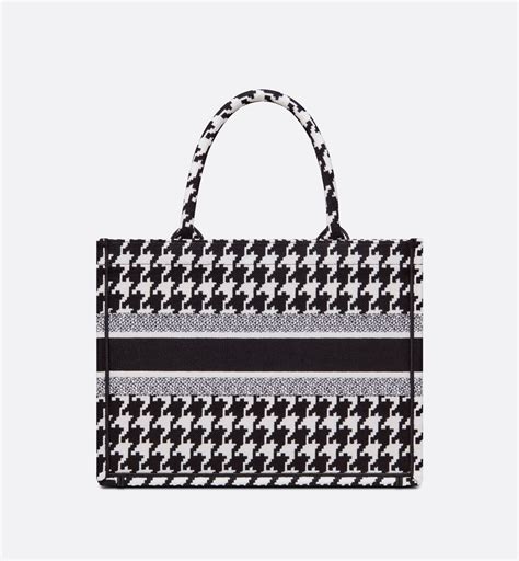 dior book tote houndstooth|Medium Dior Book Tote Black and White Macro .